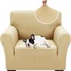 XINEAGE Copripoltrona 1 Posto Elasticizzato, Fodere Copridivano con Braccioli per Il Soggiorno, 1 Pezzo Copridivani Universale, Copri Divani Antiscivolo per Cani, Animali Domestici, Beige