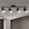 Karyoosi Lampada Faretti da Soffitto LED Orientabili, Faretti da Parete Interno Nero, 4 Fiamme GU10 Faretti Soffitto, per Soggiorno, Camera da Letto, Cucina, Senza Lampadina GU10, Nero Opaco