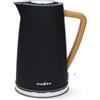 Nedis KAWK510EBK Bollitore Elettrico - 1,7 L - 2200 W - Rivestimento Soft-Touch - Manico in Legno - Base Girevole a 360° - Nero