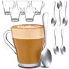 Cosumy Set 6 Tazze Cappuccino in Vetro Temprato 250 ml - con Cucchiaini