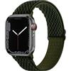 Qeei Stretchable Motivo Nylon Cinturino Compatibile con Apple Watch 44mm Series Se 6 5 4, With Duro Custodie iWatch Protector covered by Tempered Glass (trasparente), Verde Esercito