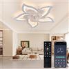 DJChen Moderno Plafoniera con Ventilatore da Soffitto, a Forma di Fiore 6 Velocità Reversibile con Telecomando/App Timer Ventilatore da Soffitto con Luce LED, Silenzioso Lampadario con Ventola-Bianco