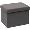 Bonlife Pouf a Cubo con Vano Portaoggetti,Pieghevole, con Coperchio, In Velluto,42X32X32cm,Grigio