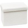Bonlife Pouf a Cubo con Vano Portaoggetti,Pieghevole, con Coperchio, In Velluto,42X32X32cm,Bianco