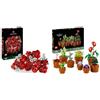 LEGO Icons Bouquet di Rose, Set di Fiori Finti da Costruire, Hobby Creativi per Adulti & 10329 Icons Piantine, Set Collezione Botanica con Fiori Artificiali in Vaso