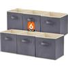 Lifewit Cubi Portaoggetti Pieghevoli, Cesti Portaoggetti in Tessuto, Scatole Portaoggetti con Manici, Scatole per Armadio, Vestiti, Giocattoli, 33 x 33 x 33 cm, 36 L, Set di 6, Grigio