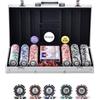 VEVOR Set di Fiches da Poker, Set da Poker 300 pezzi, Set Completo Fiches da Carte da Giochi con Valigetta in Alluminio, Fiches da Poker 11,5 Grammi, Carte, Bottoni Dadi per Texas Hold'em, Blackjack