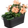 Relaxdays Fioriera, per Giardino, Balcone e Casa, Vaso per Piante, Design-Vintage, Metallo, HxLxP 16x38x19 cm, Nero
