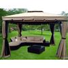 SOGARI Gazebo 3x4 Giardino In Alluminio Copertura 250 Gr. Antipioggia Zanzariere e Teli Laterali - Colore Beige