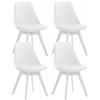 CLP Set da 4 moderne sedie da pranzo con rivestimento e telaio di vari colori colore : Bianco/Bianco