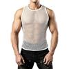 Jogal Maglietta intima da uomo, senza maniche, in rete, bianco, XL
