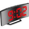Derkiewn Sveglia digitale, grande schermo a specchio LED da 7'', 2 luminosità, 12/24 ore, temperatura, data, Snooze, Alimentazione USB, funzione di memoria(rosso)