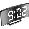 Derkiewn Sveglia digitale, grande schermo a specchio LED da 7'', 2 luminosità, 12/24 ore, temperatura, data, Snooze, Alimentazione USB, funzione di memoria (bianca)