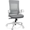 HJH Office 810035 Sedia da Ufficio ergonomica COMFIO WM Design sedia girevole con supporto lombare regolabile, tessuto/mesh Grigio