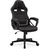 SENSE7 Poltrona da gioco Knight, ergonomico con cuscini lombari regolabili, sedia da gioco con oscillazione, braccioli imbottiti, sedia da ufficio in tessuto fino a 120 kg, sedia PC nera-grigia