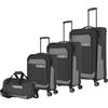 travelite set di valigie a 4 ruote con guscio morbido in materiale riciclato, misure L/M/S + borsa da viaggio, serie di valigie VIIA: set di trolley con bagaglio a mano in formato bagaglio a mano IATA