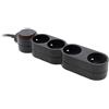 Zenitech - Blocco Home 4 prese 16A 2P+T con interruttore e spina piatta - Nero - 1,5