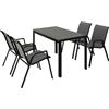 Outsunny Set da Giardino in Rattan PE con Tavolo da Pranzo e 4 Sedie Impilabili, Grigio|Aosom