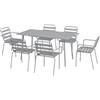 Outsunny Set da Giardino 7 Pezzi in Acciaio con 6 Sedie Impilabili e Tavolo da Pranzo, Grigio Chiaro|Aosom