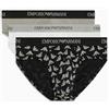 Emporio Armani Cotton Pure Cotton 3-Pack Brief, Slip Uomo, Multicolore (White-Printed Black-Stone), L