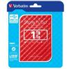 Verbatim - Usb 3.0 portatile Store 'N'Go 9,5mm drive - Rosso - 53203 - 1TB (unità vendita 1 pz.)