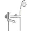 NIUKOMY Vintage Rubinetto per Vasca da Bagno a Parete con Doccia, Miscelatore a Muro per Vasca da Bagno in Ottone Cromo, con Girevole a 90° Beccuccio Lungo e Supporto e 1.5M Tubo