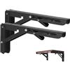 Vebetter 350mm Staffa Pieghevole, 2Pcs Mensola Pieghevole, Staffe Mensole Pesanti, Supporto Da Parete In Metallo Nero, Per Garage, Cucina, Camera Da Letto, Supporto Tavolo Staffe Carico Massimo 80KG.