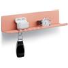 Byde Helke - Mensola da Parete, 30x6x6 cm, 5 Ganci e Porta Cavi, In Lamiera di Acciaio Verniciato a Polvere, Organizer per Chiavi e Lettere per Ingresso, Corridoio, Cucina, Ufficio, Colore Beige Rosso