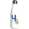CYPBRANDS Real Madrid - Bottiglia d'acqua in acciaio inox, chiusura ermetica, con motivo lettera H in blu, 550 ml, colore: bianco, prodotto ufficiale (CyP Brands)