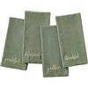 Threadmade Elrene Home Fashions Harvest Fall Sentiment - Set di 4 tovaglioli ricamati, 43 x 43 cm, colore: Verde