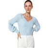 Trendyol Regular Fit Basic Carmen Collar Knitwear Sweater Maglione, Light Blue, L Donna
