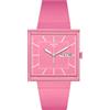 Swatch / Bioceramic - What If? / orologio unisex / quadrante rosa / cassa plastica / cinturino plastica