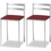 ASTIMESA - Sgabelli da cucina con schienale basso e strisce orizzontali - Struttura in alluminio e seduta in ecopelle - Colore sedile: Bordeaux. Contenuto della confezione: 2 pezzi. Dimensioni: 90 cm