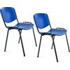 OFITURIA Silla de Oficina Sin Ruedas, Silla Confidente de Plástico con Estructura Metálica, Silla para Sala de Espera, Recepción, Reuniones, Conferencias, etc (2 Sillas, Azul)