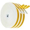 YANKUIRUI Nastro Sigillante Guarnizione 12mmx3mm/15m per Porte Finestre Nastro Adesivo in Schiuma Guarnizione in Gomma Contro le Correnti d'aria Fredda/Anti-collisione/Assorbente/Antipolvere, Bianco