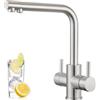 CREA Rubinetto Cucina a 4 Vie, Rubinetto Cucina Acqua Soda, Miscelatore Lavello Cucina Girevole a 360°, Rubinetto Cucina Osmosi, Acciaio Inox