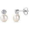 Orovi orecchini donna Argento 925 vero, con Zirconi e Perle d'acqua dolce - Gioielli donna Ipoallergenici - orecchini pendenti fatti a mano con elegante scatola portagioie