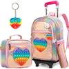 HTgroce Pop Borsa it Unicorno Zaino Scuola Trolley da Viaggio Fidget Trolley per Zaino Scuola Elementare Relief Pressure Spremere Sensory Toy Borsa Strumento Pop Scuola Bambina Zaino con Ruote.