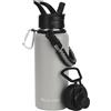Belle Vous Borraccia Acciaio Inox con 2 Tappi - Bottiglia Termica Doppia Parete da 1 l Bevande Calde/Fredde - Borracce Termiche Senza BPA con Coperchio a Cannuccia per Palestra, Sport, Casa - Grigia