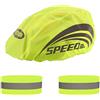 LSYYSL 1 copricapo fluorescente con 2 bracciali fluorescenti, parapioggia, casco da bicicletta, rivestimento antipolvere con coulisse, rivestimento pieghevole con strisce riflettenti (taglia unica)