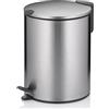 kela Secchio per cosmetici 5 l argento opaco, coperchio Silent Close, pattumiera a pedale in acciaio inox per bagno MATS, pattumiera da bagno con secchio interno e manici per il trasporto