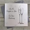WHITE COTTON CARDS Cotone Bianco Carte Card per Matrimonio, Fatto a Mano, Un Figlio Speciale e Figlia-in-Law, con Bicchieri di Champagne, Bianco