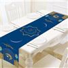 Pwsap Runner da Tavola Ramadan Kareem con Stampa di Oro Stella Luna Lanterna,Blu Tovaglia Eid Mubara in Lino, Lavabile Runner Tavolo Decorazioni per Musulmano Islamico Iftar Party Casa Banchetto Matrimonio