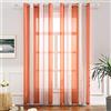 MIULEE Tende in voile a righe bianche e arancioni, per interni con occhielli, belle tende in voile per finestre, camera da letto, set di 2 tende trasparenti per soggiorno, altezza 225 cm