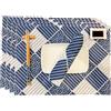 Exerz CosyAurora - Tovagliette all'americana in cotone e lino, 30 x 40 cm, motivo onde oceaniche, per tavolo da pranzo/cucina, set da 4 (A)