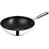 Tefal - Padella da cucina Jamie Oliver, wok, padella con rivestimento antiaderente, adatta all'induzione, Acciaio Inox , argento, Tefal H80519 WOK 28 cm