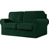 SYLC Ektorp Copridivani Con Cuscini E Schienale Separati, Velluto Elasticizzato Copridivano 1/2/3/4 Posti Con Braccioli, Copri Divano Antiscivolo (Dark green,2 Seat Set 5 PCS)