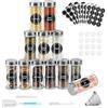 FRIBERG Barattoli per Spezie,120ml,Barattoli Rotondi in Vetro per Spezie, Set Di 12, Barattoli Spezie Con Coperchio in Acciaio Inox, Forniti Con Etichetta, Imbuto, Pennello per La Pulizia, Penna, Ecc