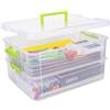 Creahaus Contenitori in plastica 2 strati con coperchio, scatole trasparenti multiuso da impilare e trasportare, contenitori portatili per l'artigianato e per lo stoccaggio (verde)