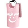 IHOMAGIC 95L Ceste per la Biancheria, Cesto Biancheria Sporca con manico in alluminio, Cesto Portabiancheria Autoportante per Vestiti, Giocattoli, Biancheria da letto in Camera da letto Bagno (Rosa)